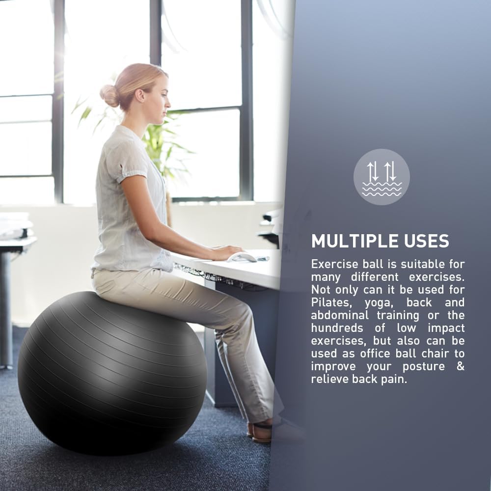 Exercise Yoga Ball Yoga Balance Stability Swiss Ball Support up to 200 lbs