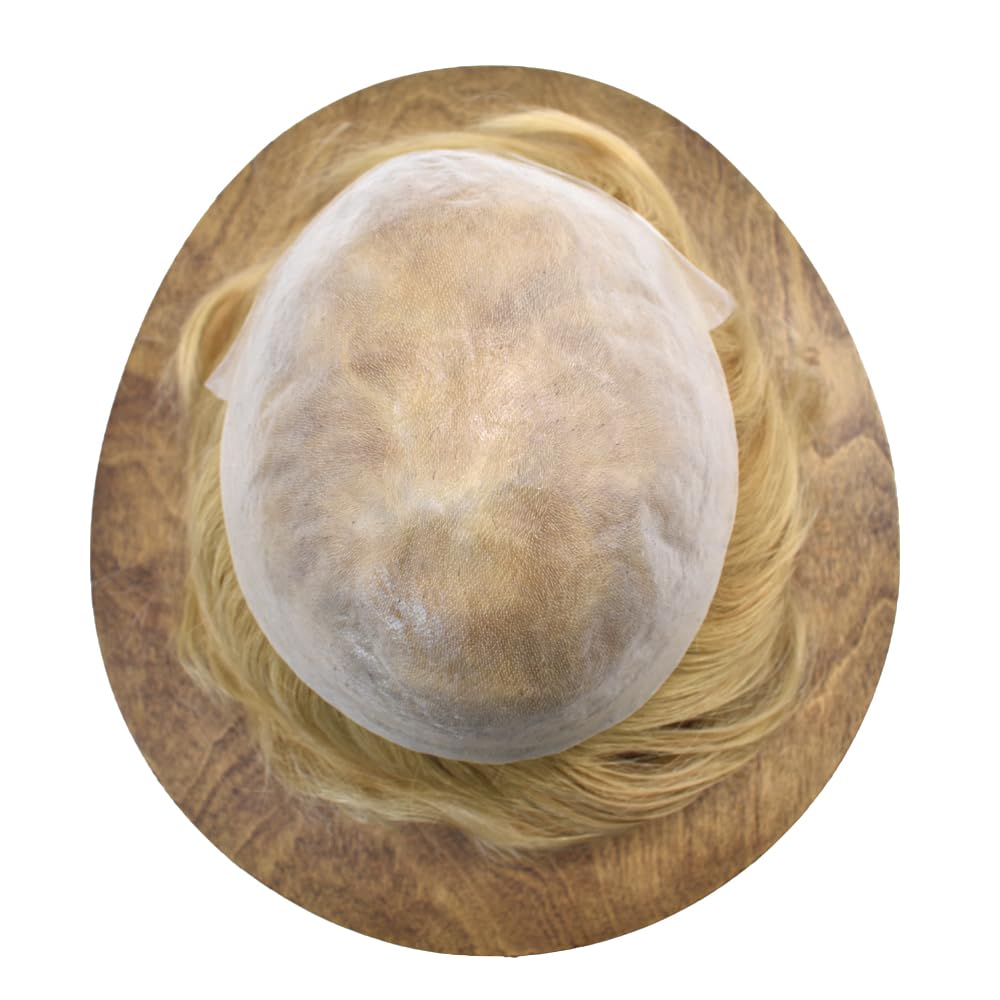 Pieza de pelo para hombre Toupee pelo humano real Toupee para hombres Piezas de pelo Sistema de reemplazo para hombres Piel ultra fina 0.002 in