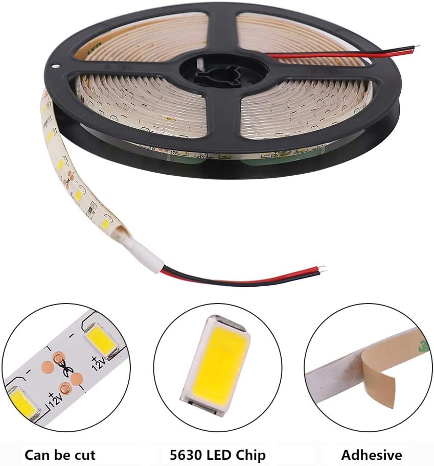 Tira de luces LED, tira de luces LED 5M DC 12V SMD 5630, tiras de luz LED de color azul, luces de cinta LED para debajo del gabinete, cocina,