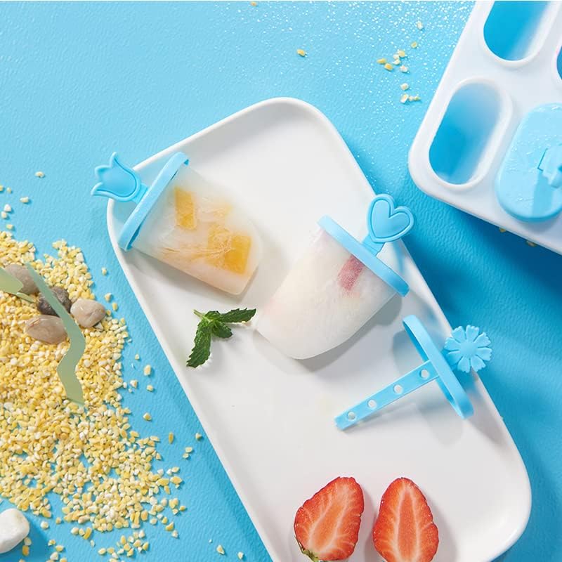 Molde de helado hecho a mano para helados, moldes para paletas de postre para congelador, fruta, cubitos de hielo, formas reutilizables (azul)