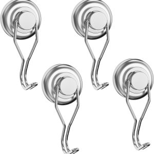 Paquete de 4 ganchos magnéticos para colgar utensilios de cocina y parrilla, de acero inoxidable con imán fuerte para almacenamiento de herramientas Paquete de 4 ganchos magnéticos para colgar utensilios de cocina y parrilla, de acero inoxidable con imán fuerte para almacenamiento de herramientas