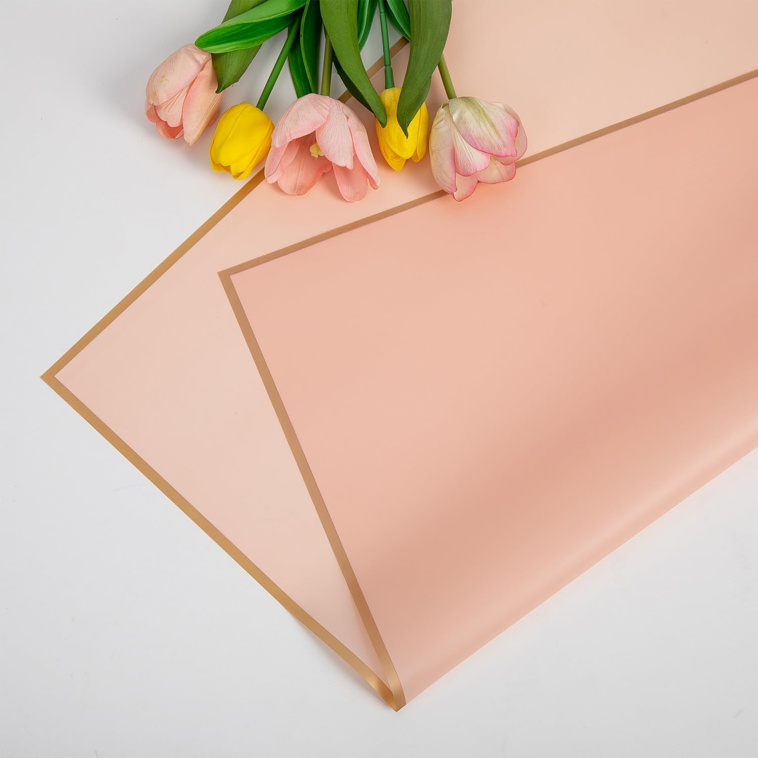 eageus 20 hojas de papel de regalo floral, papel de embalaje de ramo de flores impermeable con borde dorado de doble cara, suministros de embalaje