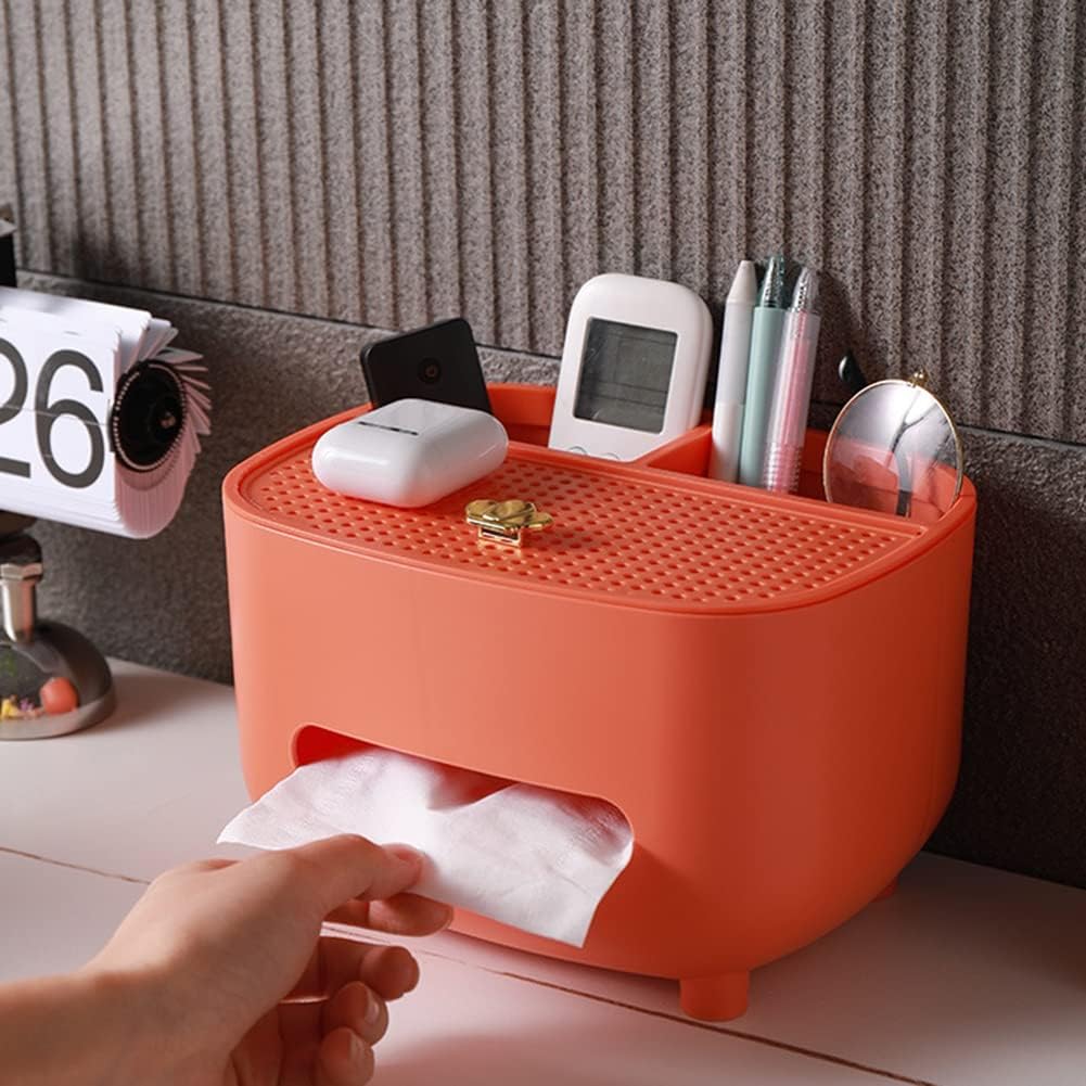 Ochine Caja de pañuelos con almacenamiento, funda para caja de pañuelos multifuncional, caja de control remoto, dispensador de pañuelos faciales,