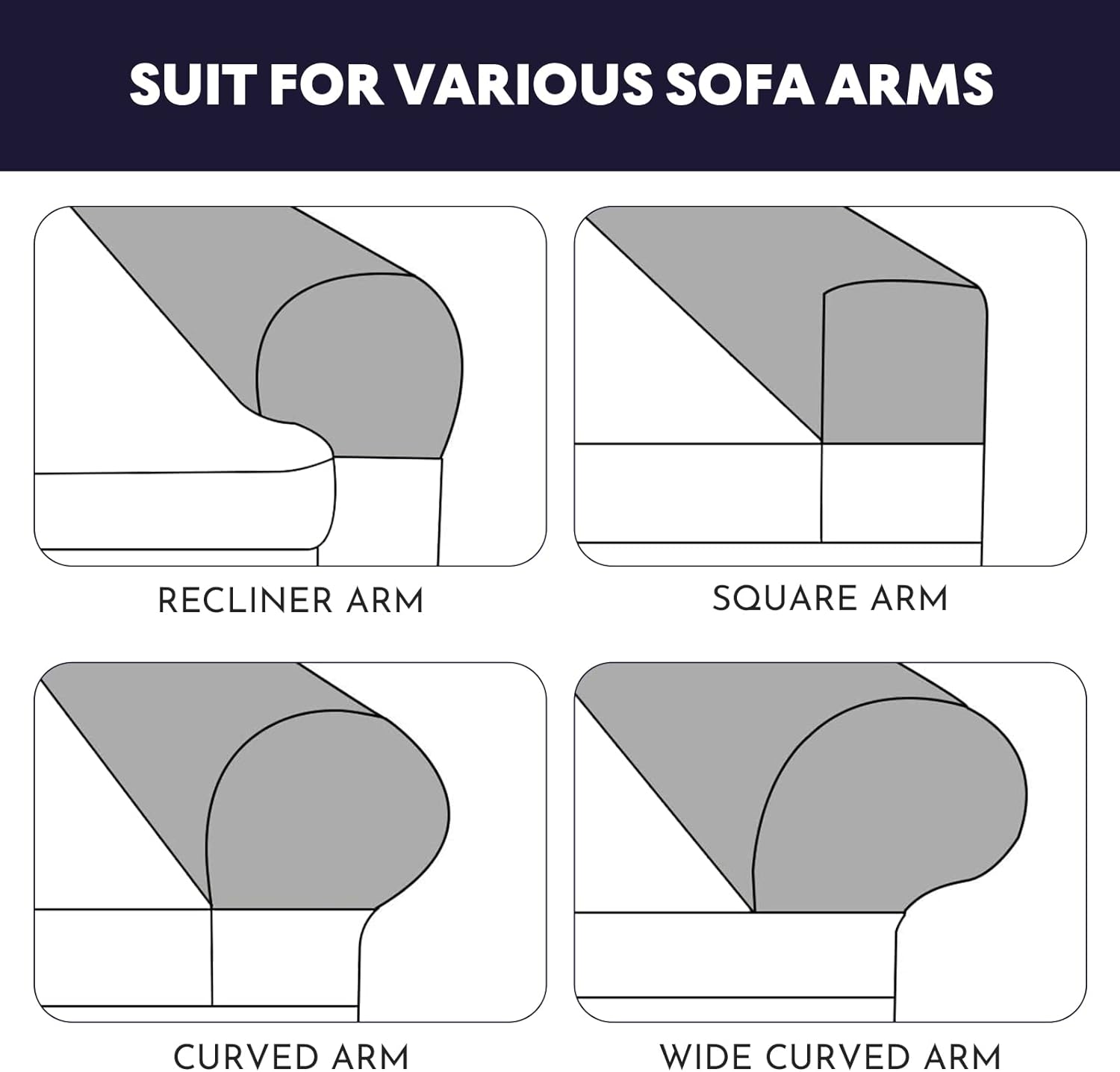 BESPORTBLE 2 protectores de brazo de silla de tela elástica para reposabrazos de sofá, funda protectora elástica para el hogar, oficina, reclinable,