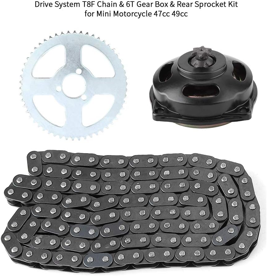 Sistema de transmisión T8F Kette cadena con piñón trasero de caja de engranajes 6T para mini motocicleta de 47cc 49cc