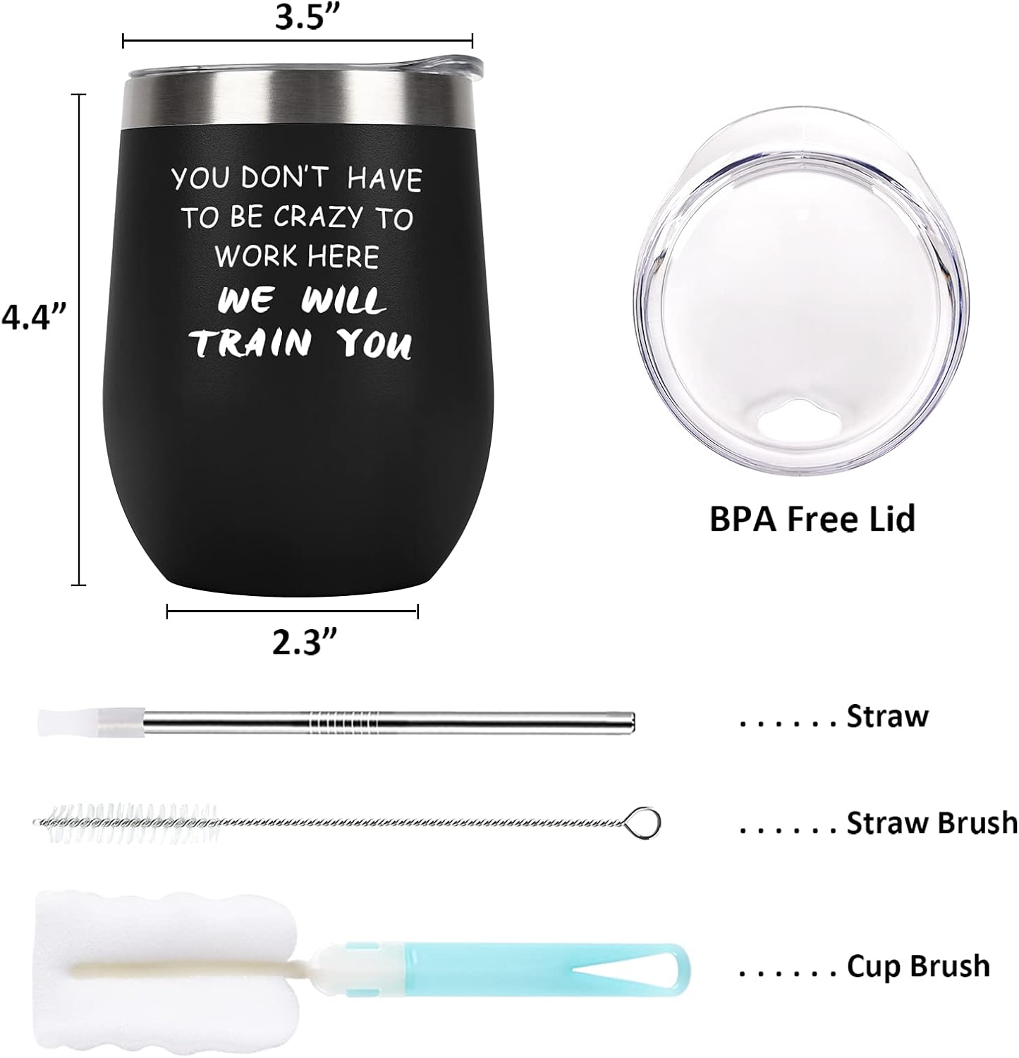 Vaso de vino con tapa con aislamiento de acero inoxidable de 12 onzas con tapa, regalo para el día del jefe de jefe de jefe de jefe para hombres,