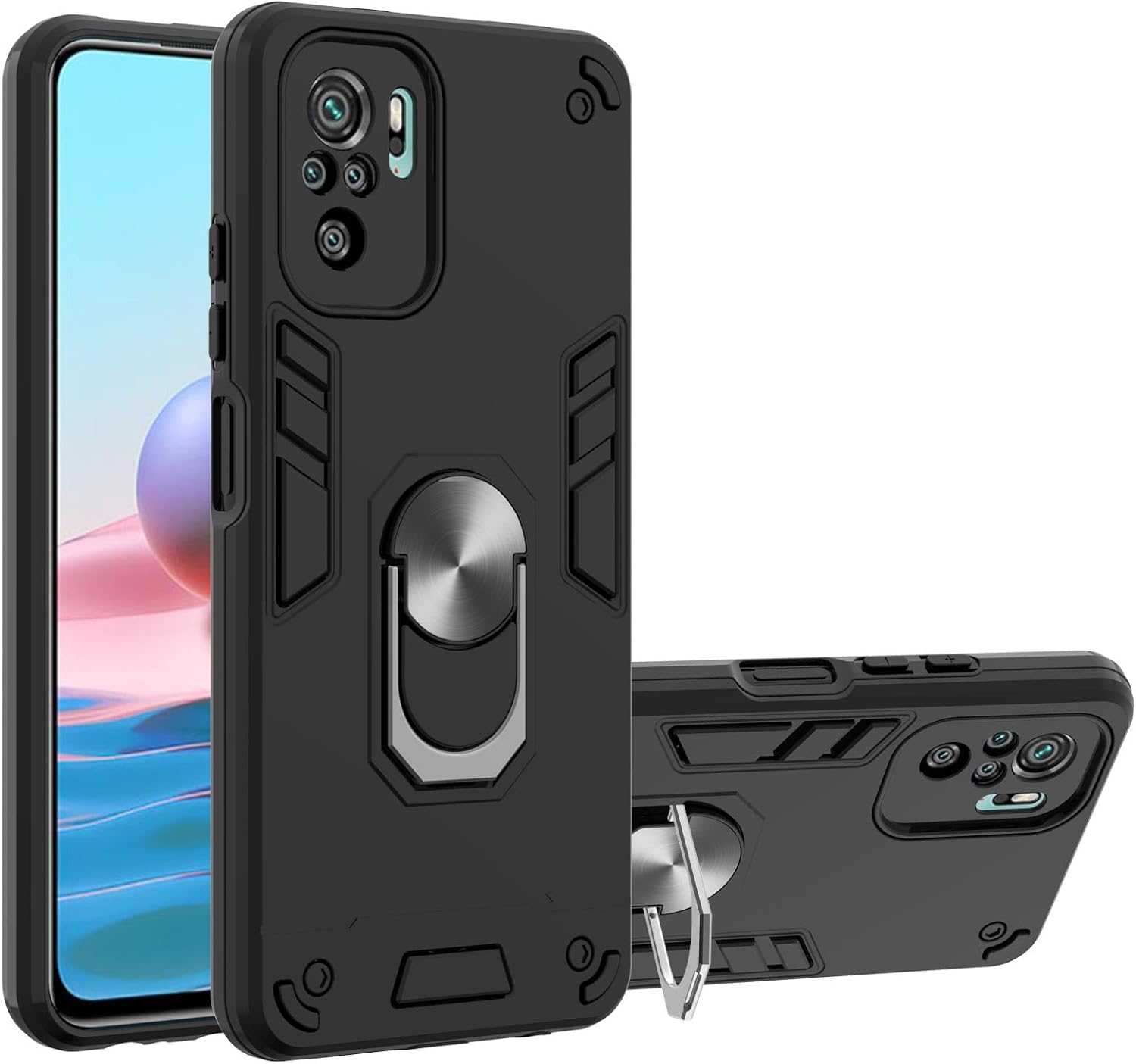 Funda compatible con Xiaomi Poco M5s 4G, anillo integrado con soporte magnético compatible con Redmi Note 10 4G  Note 10S 4G  Note 11 SE (India),