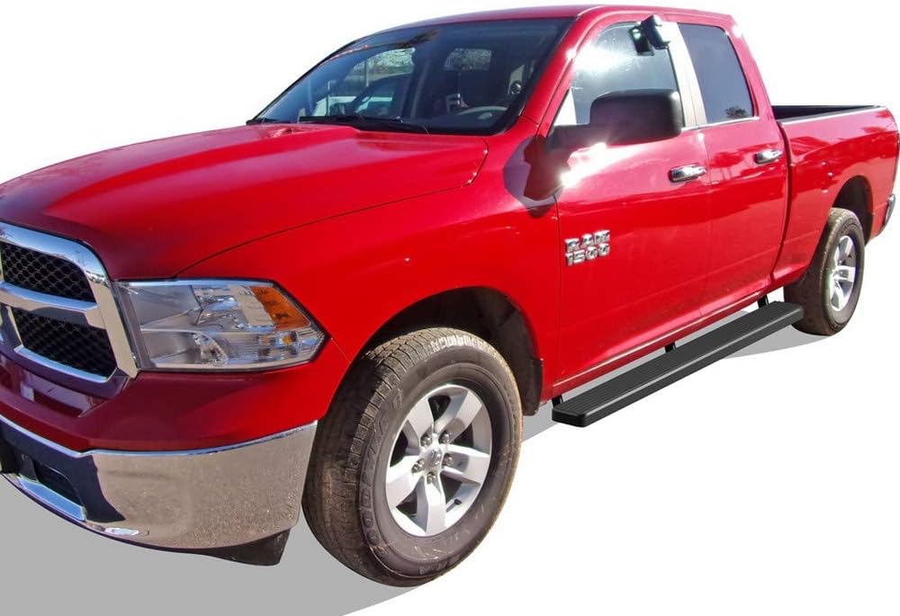APS Estribos de acero inoxidable negros de 6 pulgadas compatibles con Dodge Ram 1500 Quad Cab 09-18