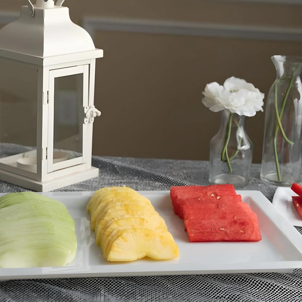Elegante bandeja blanca, 12 x 18 pulgadas, 1 unidad, diseño elegante y bandeja versátil para servir, perfecta para entretener, comedor y decoración
