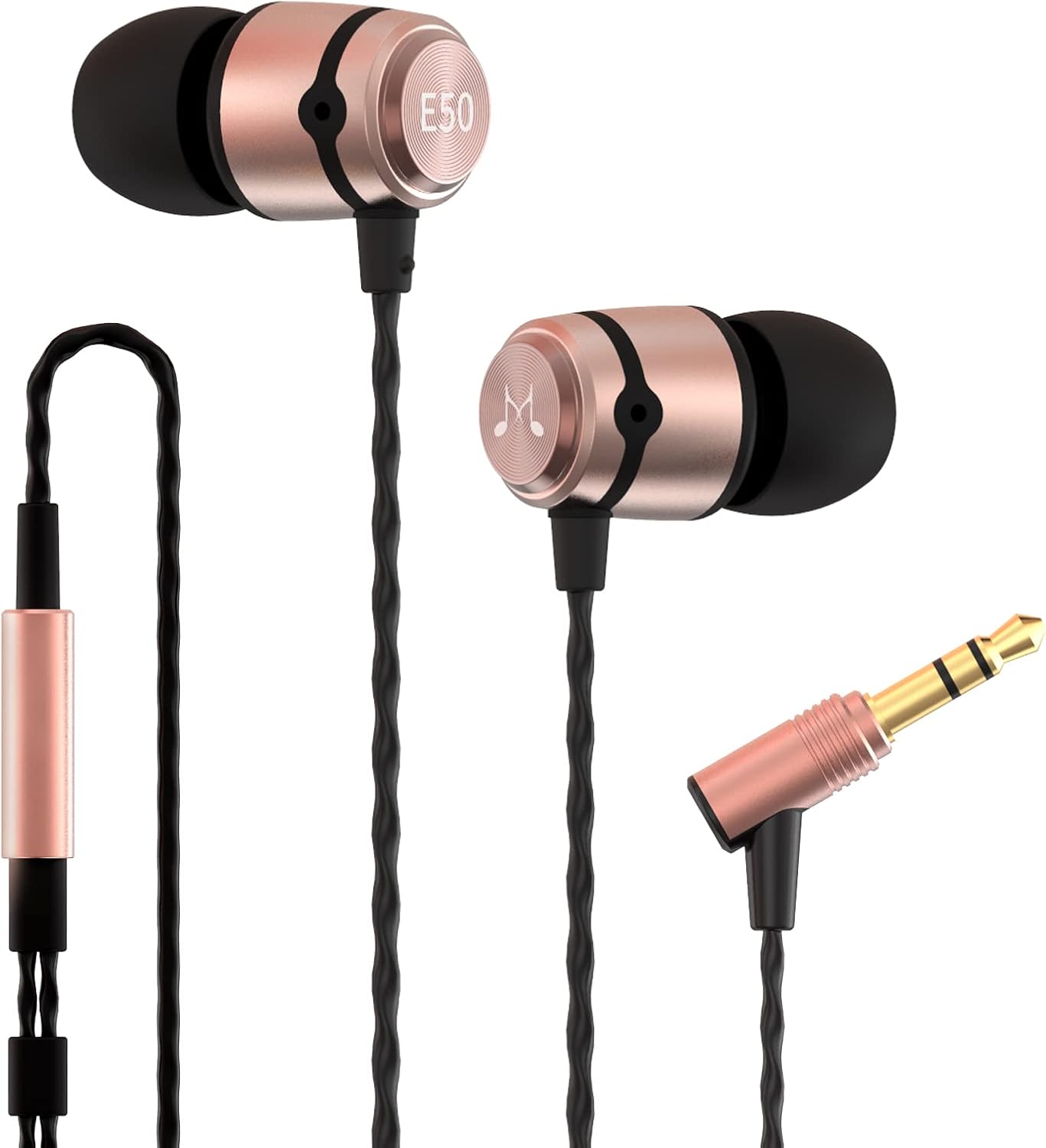 SoundMAGIC E50 Auriculares con cable sin micrófono en el oído Monitor HiFi Auriculares de aislamiento de ruido Auriculares de ajuste cómodo Negro Oro