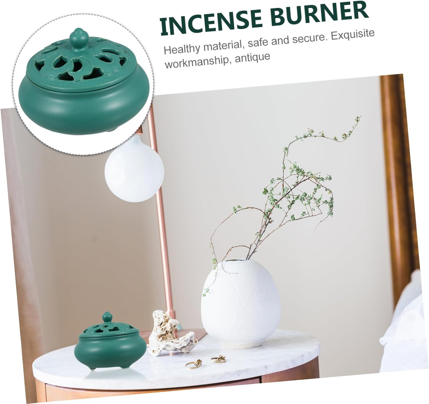 Cerámica Decoración Carbón Incienso Quemador Carbón Titular Cono Cerámica Incienso Tazón Cerámico