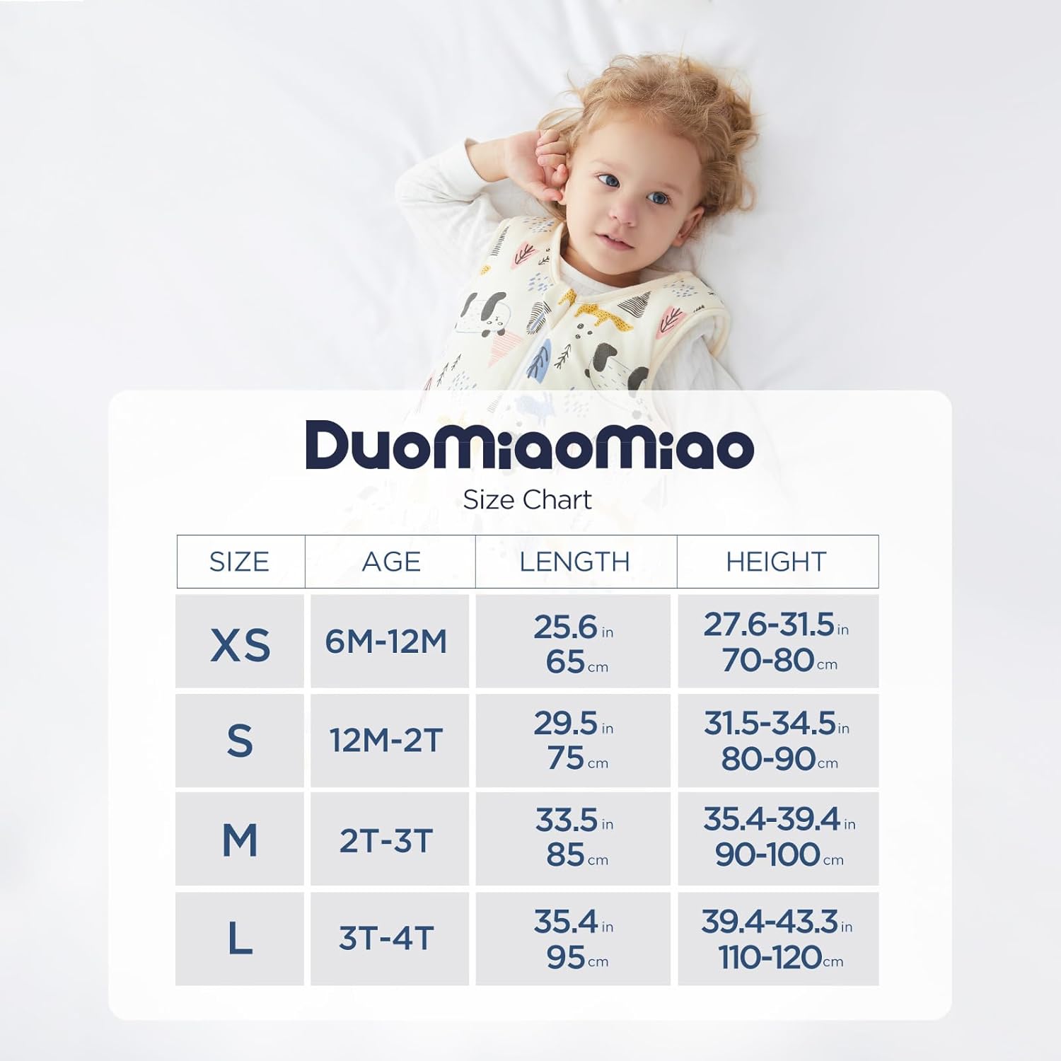 Duomiaomiao Saco de dormir para bebé, saco de dormir de algodón para cuatro estaciones con pies de 2t-3t, 1.5 TOG acolchado manta para bebés que