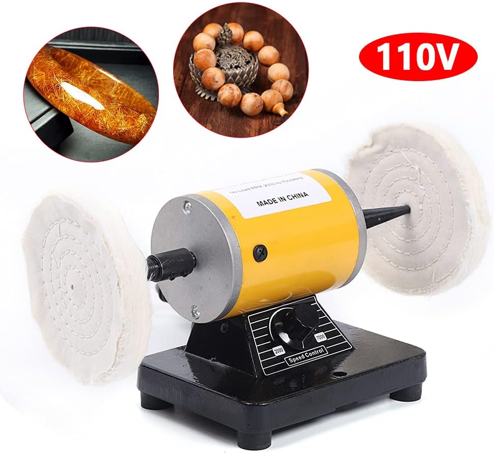 Pulidora de joyas, máquina pulidora de banco, máquina pulidora de torno con motor de 200 W con 7000 RPM, máquina pulidora de banco para joyas,