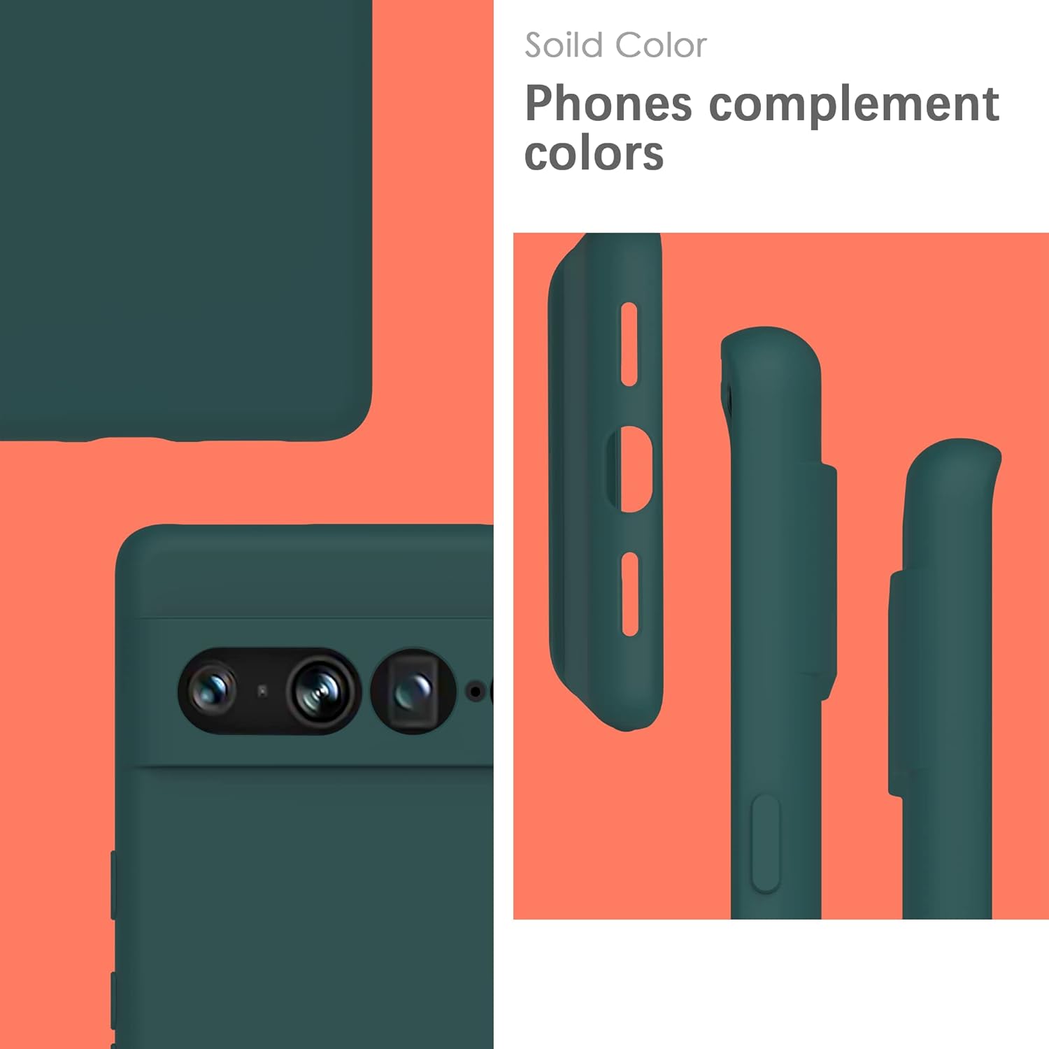 YATWIN Funda de silicona para Google Pixel 7 Pro 5G, suave al tacto, a prueba de golpes, a prueba de polvo, antideslizante, cubierta de teléfono de
