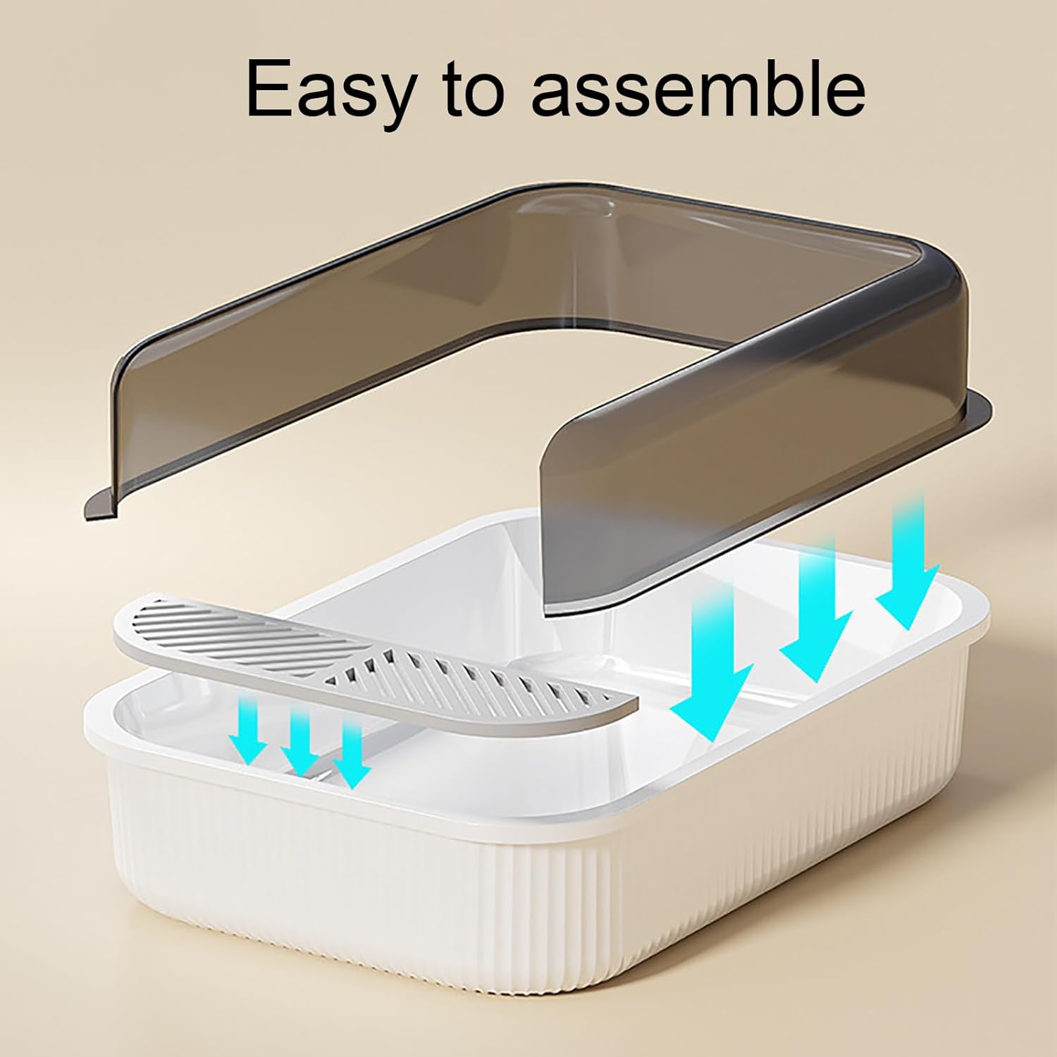 WUWEOT Paquete de 2 cajas de arena para gatos con parte superior abierta, bandeja de arena grande antisalpicaduras, lavabo de limpieza extraíble