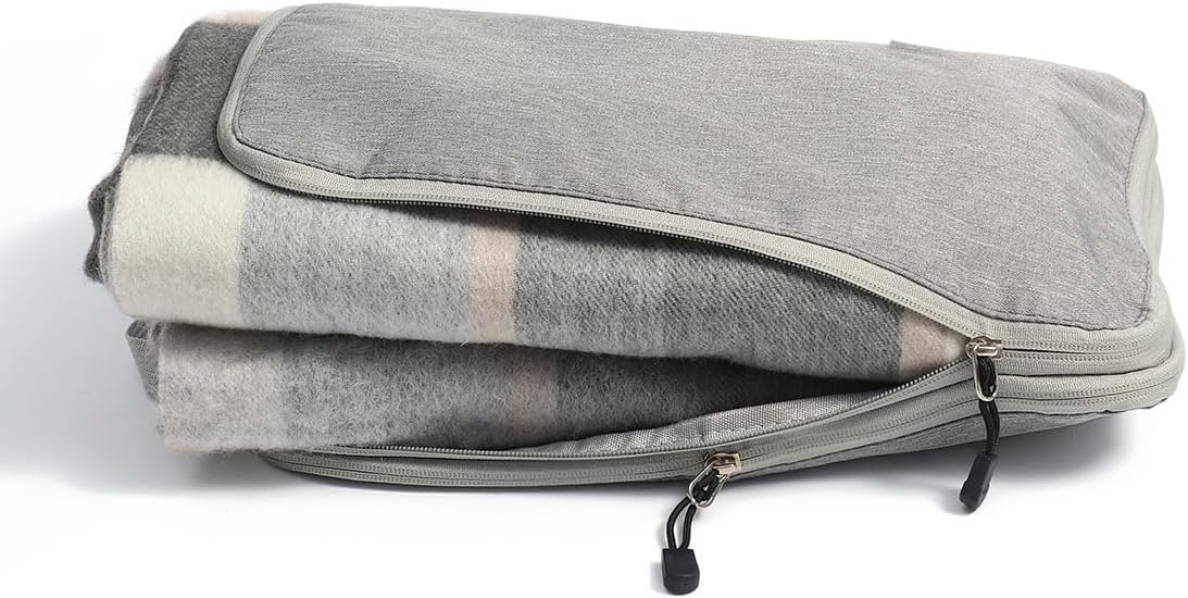 Manta de lana merina, gruesa, cálida y suave, grande de 55 x 83 pulgadas, 1.5 libras, manta de lana con flecos a la rodilla para sofá, cama, viajes