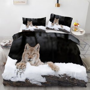 Juego de funda de edredón de lince negro, tamaño Queen, con estampado de animales, funda de edredón de microfibra suave y 2 fundas de almohada de 20 Juego de funda de edredón de lince negro, tamaño Queen, con estampado de animales, funda de edredón de microfibra suave y 2 fundas de almohada de 20