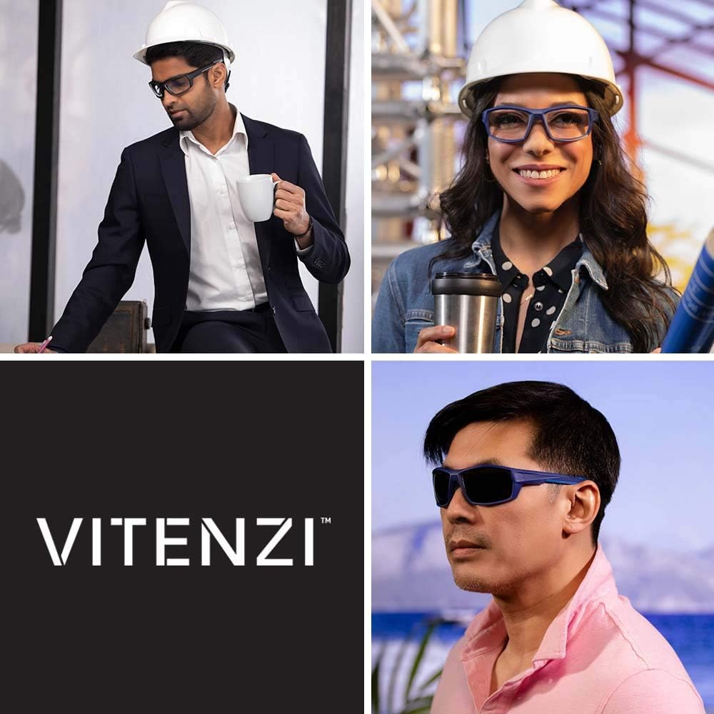 VITENZI Gafas de seguridad bifocales con lectores envolventes de seguridad deportiva, lectura, gafas protectoras