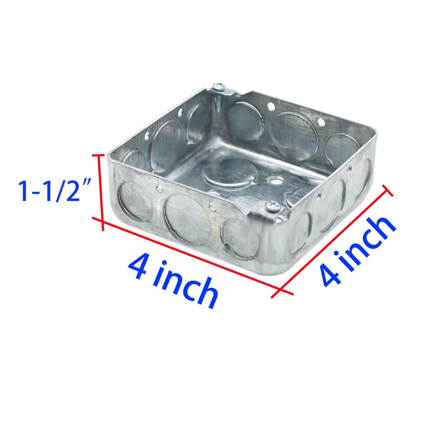 Caja Eléctrica Cuadrada de 4″, Caja Eléctrica de Metal Profundo de 1-12″, 21.0 Cu. in. Capacidad, Caja de conexiones eléctricas, galvanizado