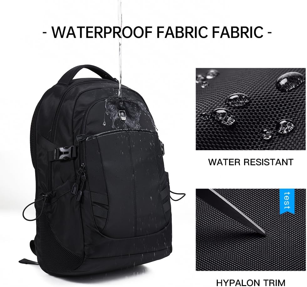 FILLOVE Mochila para computadora de 15,6 pulgadas, Negro -, Mochilas de lona
