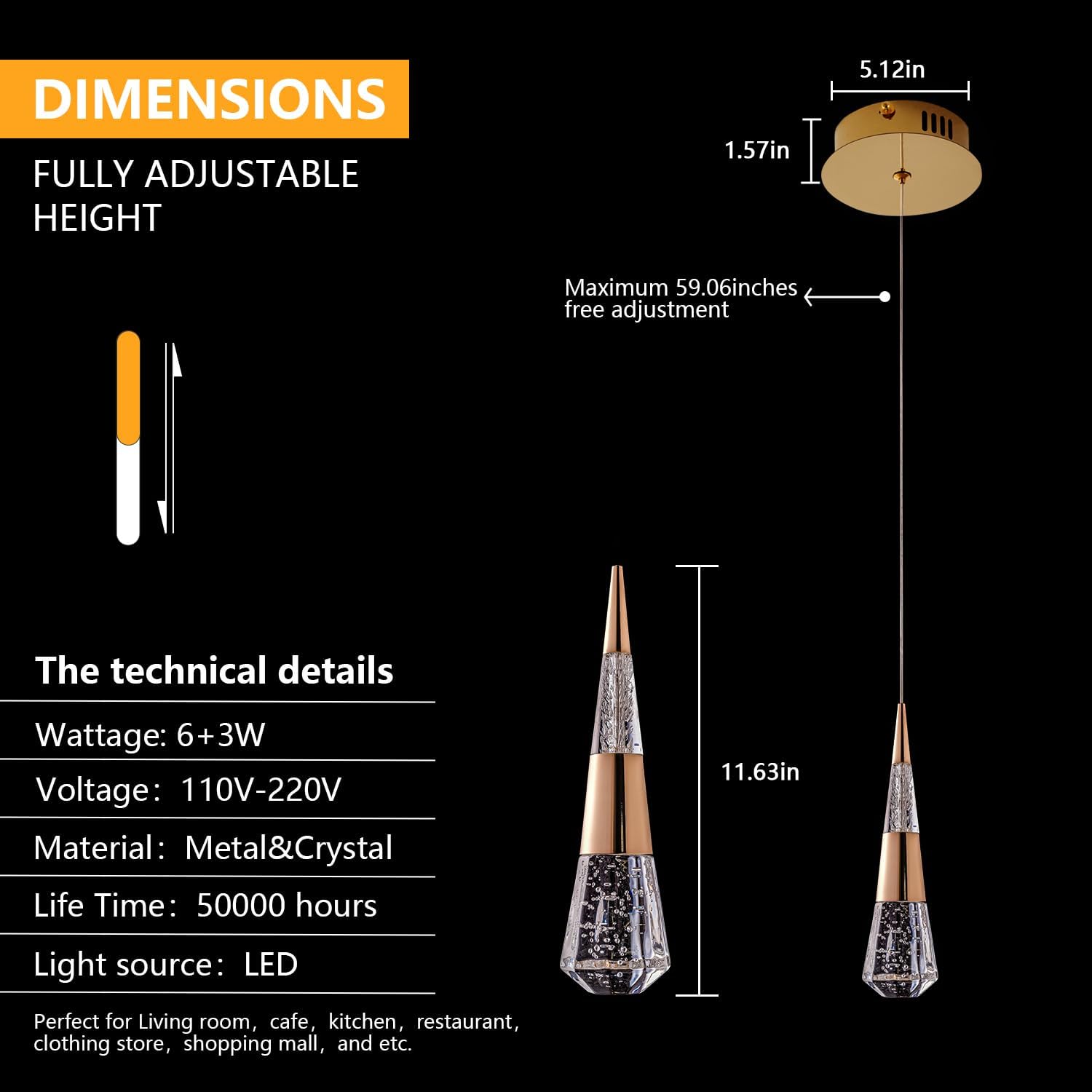 Luces colgantes doradas para isla de cocina, paquete de 3 luces colgantes para isla de cocina, moderna lámpara colgante LED dorada para comedor