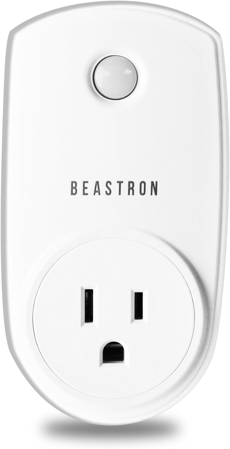 Beastron Interruptor de toma de corriente eléctrico con control remoto para luces y electrodomésticos con un rango de 100 pies, color blanco