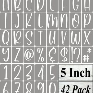 Plantillas de letras del alfabeto de 5 pulgadas para pintar, paquete de 42 plantillas de letras y números con letreros para pintar sobre madera, Plantillas de letras del alfabeto de 5 pulgadas para pintar, paquete de 42 plantillas de letras y números con letreros para pintar sobre madera,