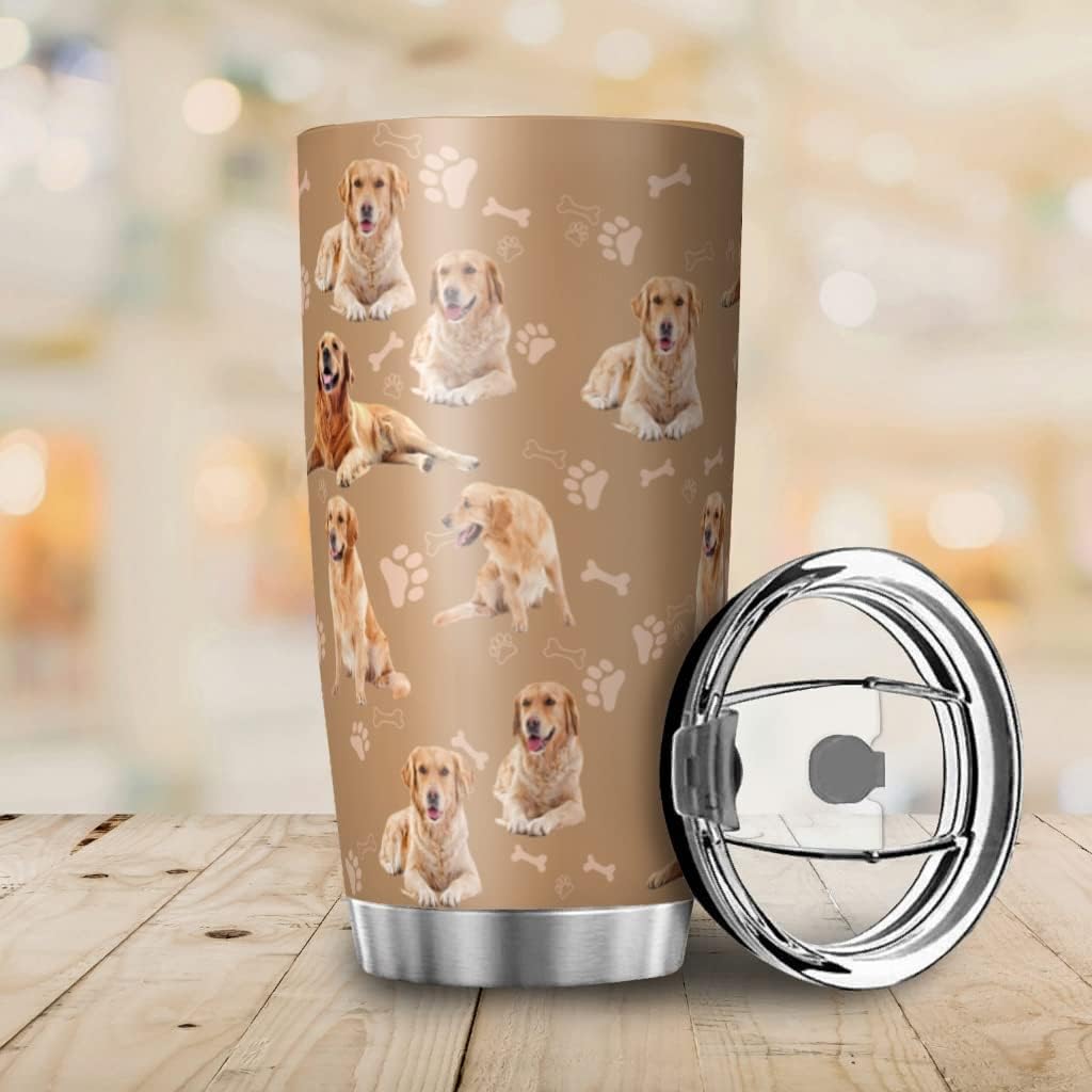 Golden Retriever – Vaso con tapa deslizante a prueba de salpicaduras, tazas de café de acero inoxidable, taza de viaje al vacío de doble pared para