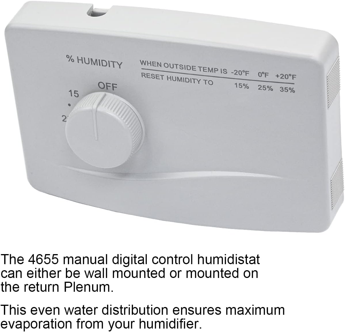 4655 Humidistato manual para humidificador Aprilaire para todo el hogar, humidificador manual de horno de ahorro de agua, humidificador de gran