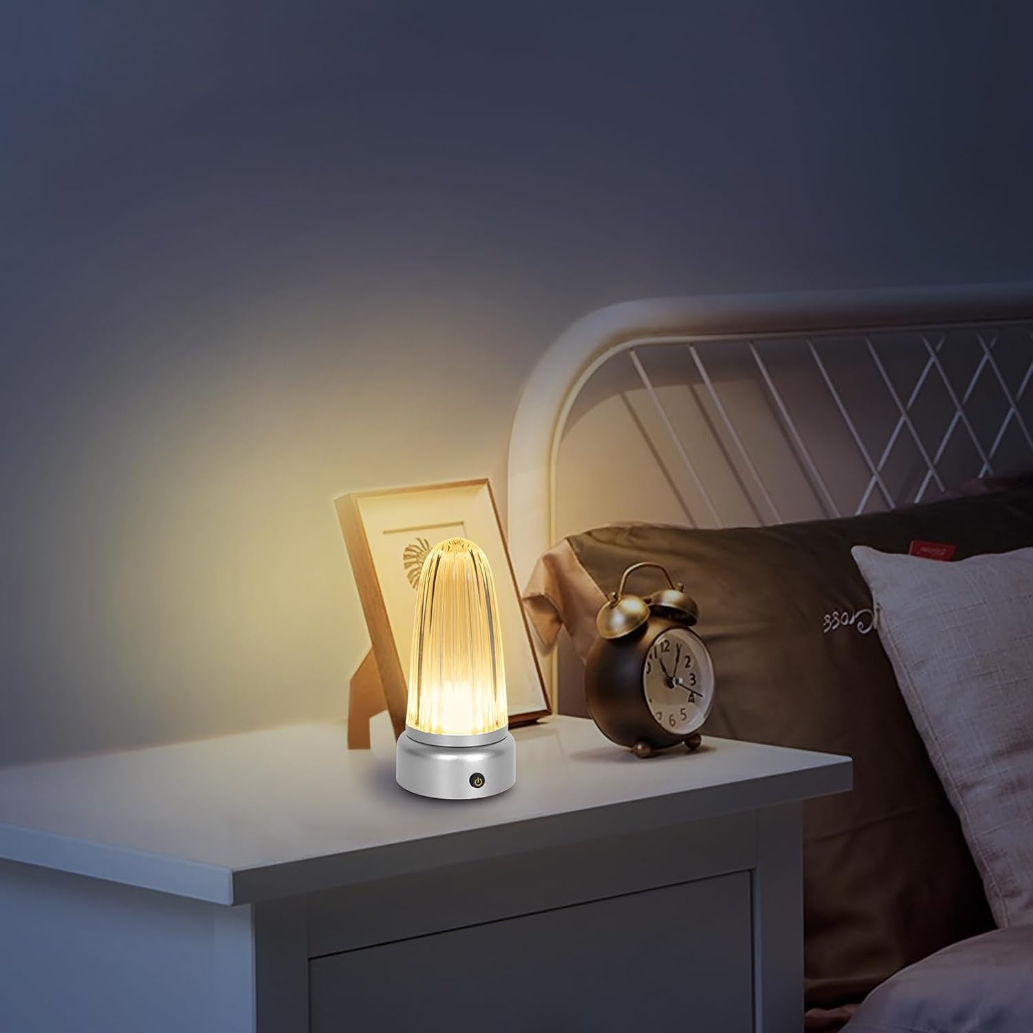 UMEXUS Pequeña lámpara de mesa inalámbrica, recargable con control táctil, regulable, lámpara de noche para restaurante, bar, comedor, cena al aire