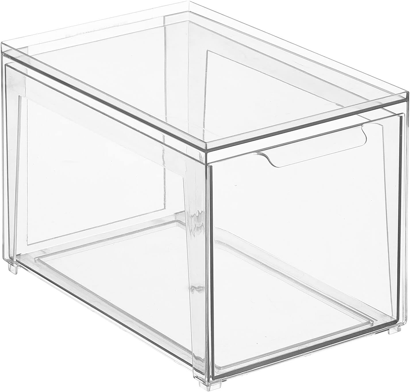 mDesign Contenedores organizadores de almacenamiento apilables de plástico con cajón extraíble para armario, escritorio, estante, armario u