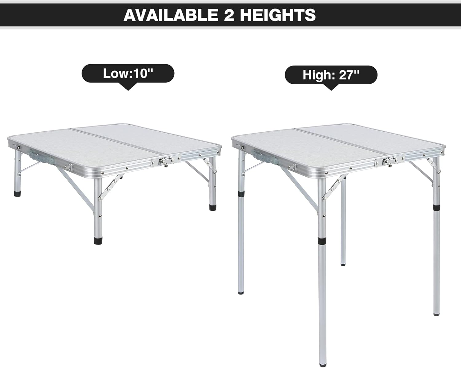 REDCAMP Mesa de campamento cuadrada pequeña plegable de 24 pulgadas con patas de altura ajustable, mesa plegable de aluminio ligero y portátil en la