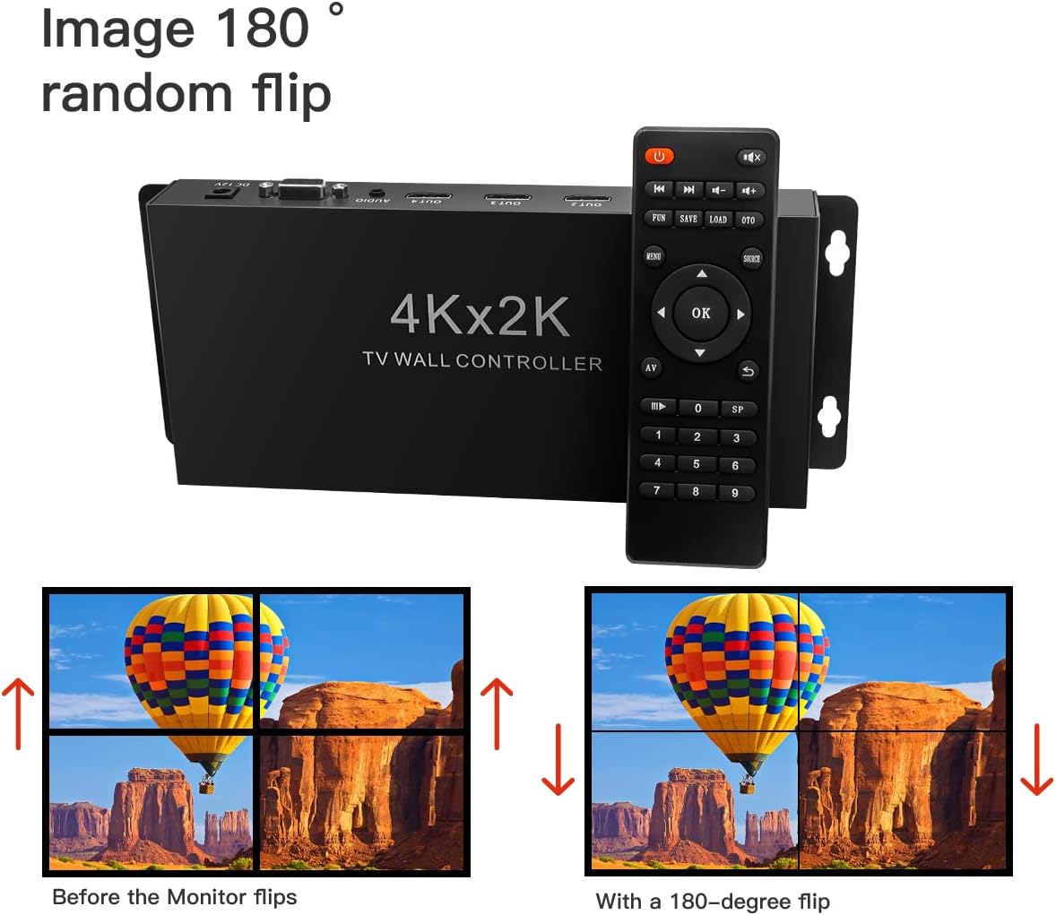 Controlador de pared de video, pantalla HD 4K x 2K, procesador profesional de empalme sin costuras con RS232, entrada HDMI, salida HDMI de 4 vías y