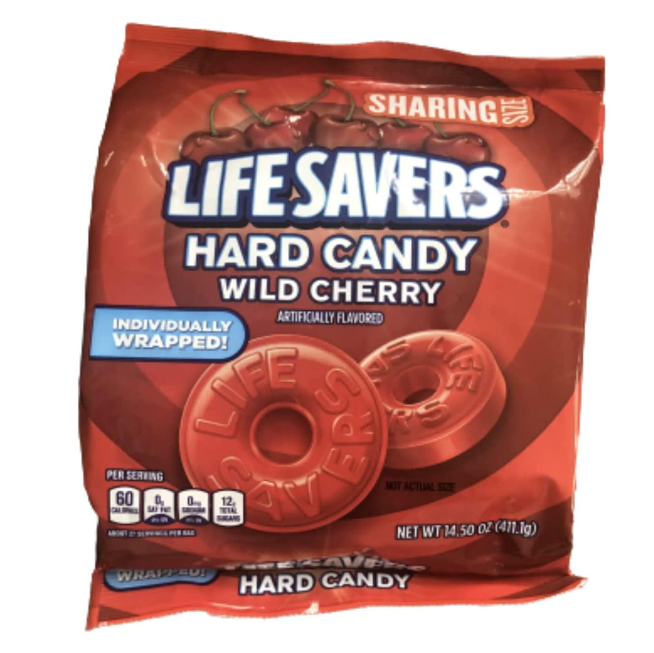 LifeSavers – Caramelos duros de cereza silvestre para compartir, tamaño 14.5 onzas cada bolsa, envueltas individualmente, 2 bolsas con clip Candyya
