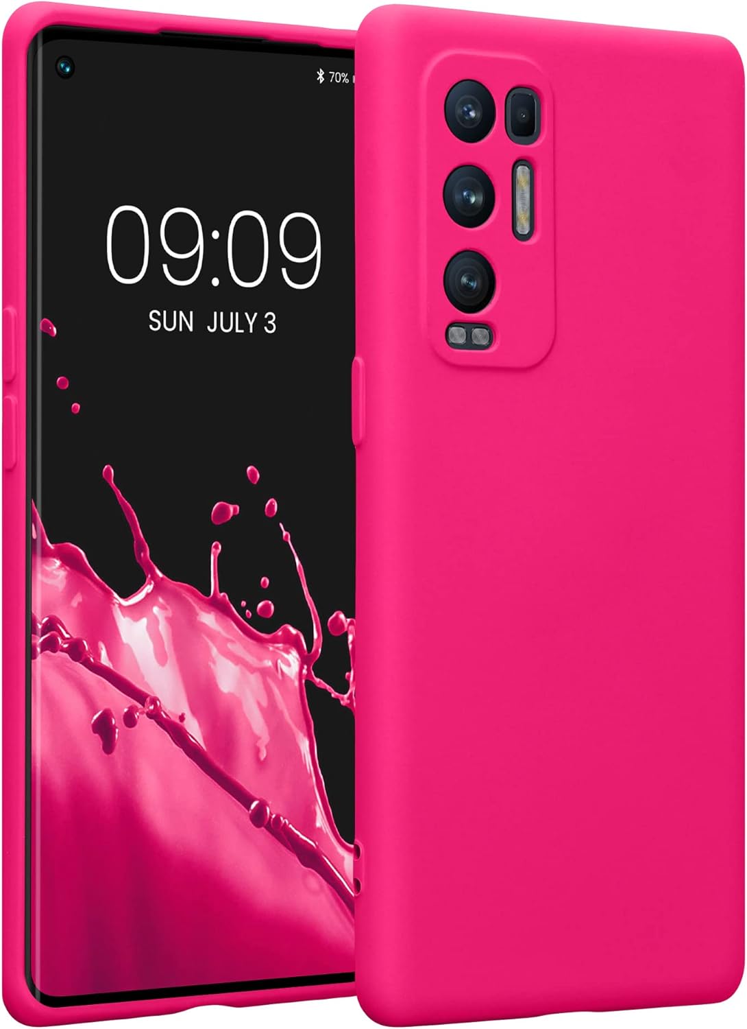 kwmobile Funda compatible con Oppo Find X3 Neo – Funda protectora delgada de TPU con acabado mate suave – Rosa neón