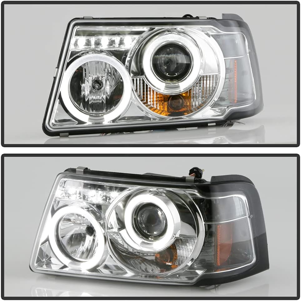 ACANII – Para Ford Ranger 2001-2011 LED Halo Chrome Housing Proyector Faros delanteros con Esquina, Conductor y Pasajero