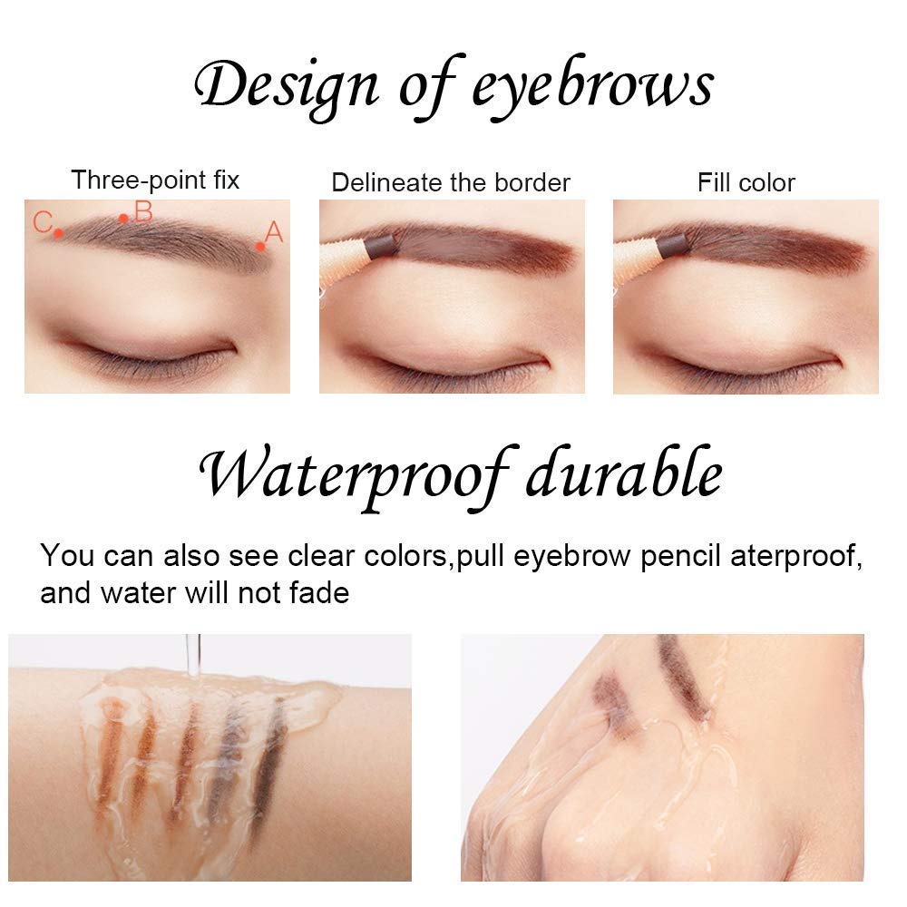 Lápiz de cejas impermeable de larga duración con cordón de tracción, perfecto para marcar, rellenar y delinear, maquillaje de tatuaje para