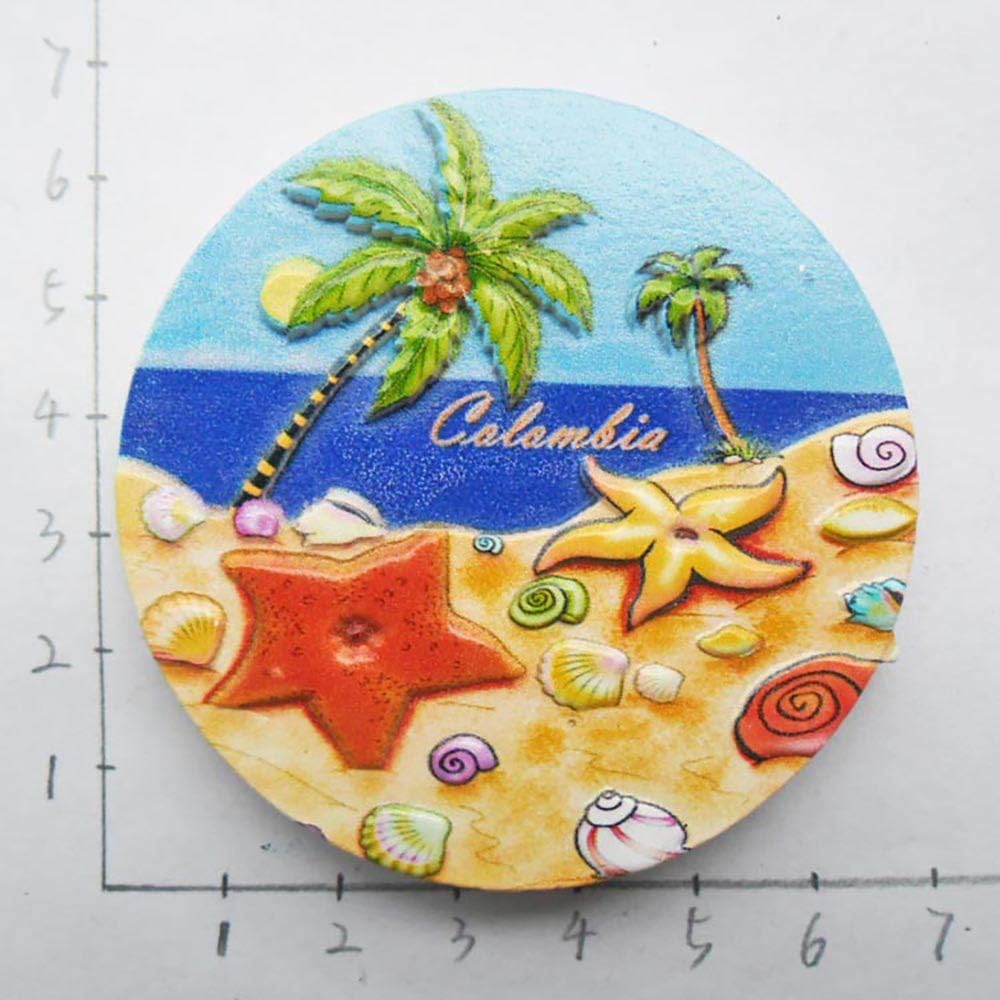 Colombia – Imán de nevera de playa 3D para viajes de recuerdo turístico, imán de refrigerador de Colombia, colección de decoración del hogar y la