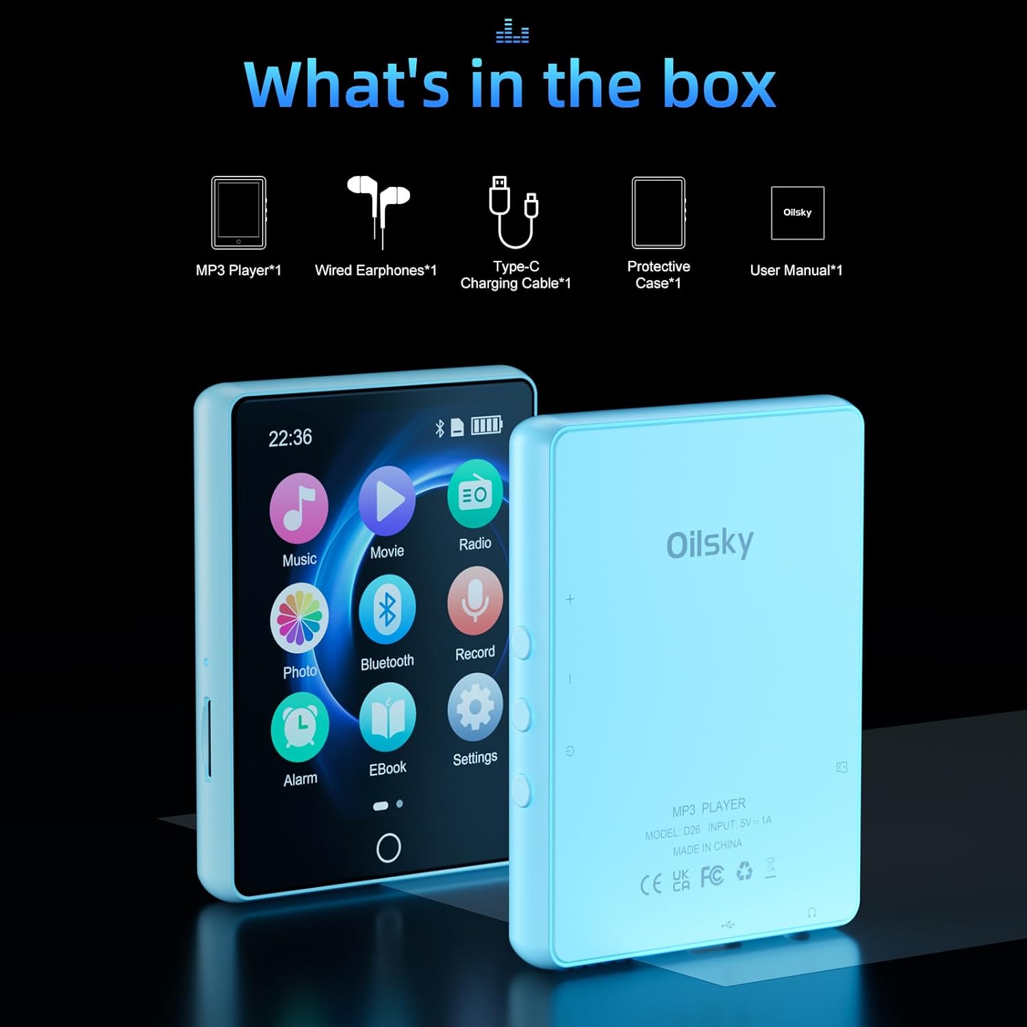 64GB Mp3 Player with Bluetooth 5.3, 2.8″ Full Touch Screen Music Player, Portable Digital Lossless Media Player with FM Radio Speaker for Kids, Up