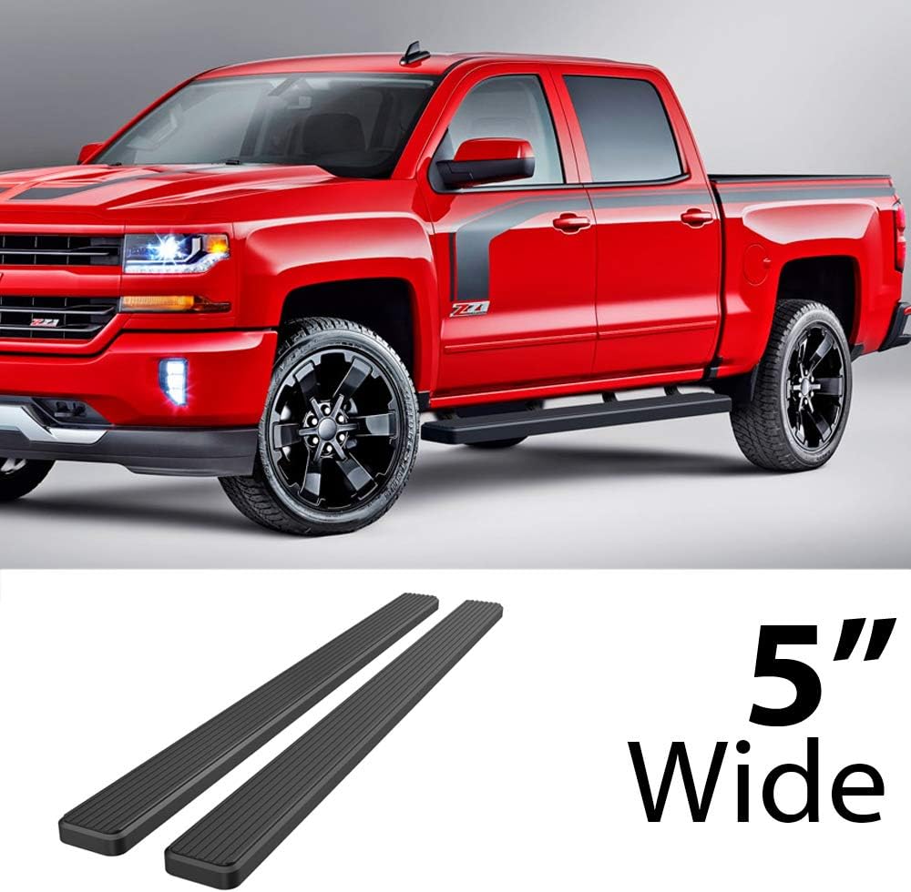 iBoard Estribos para 2007-2017 Chevy SilveradoGMC Sierra con cabina extendida, Negro