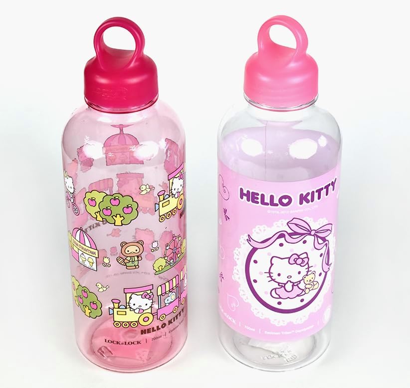 Bandal & Neoul Hello Kitty – Juego de botellas de agua dobles (paquete de 2) – 2 diseños adorables con tapas de bucle para un fácil agarre y