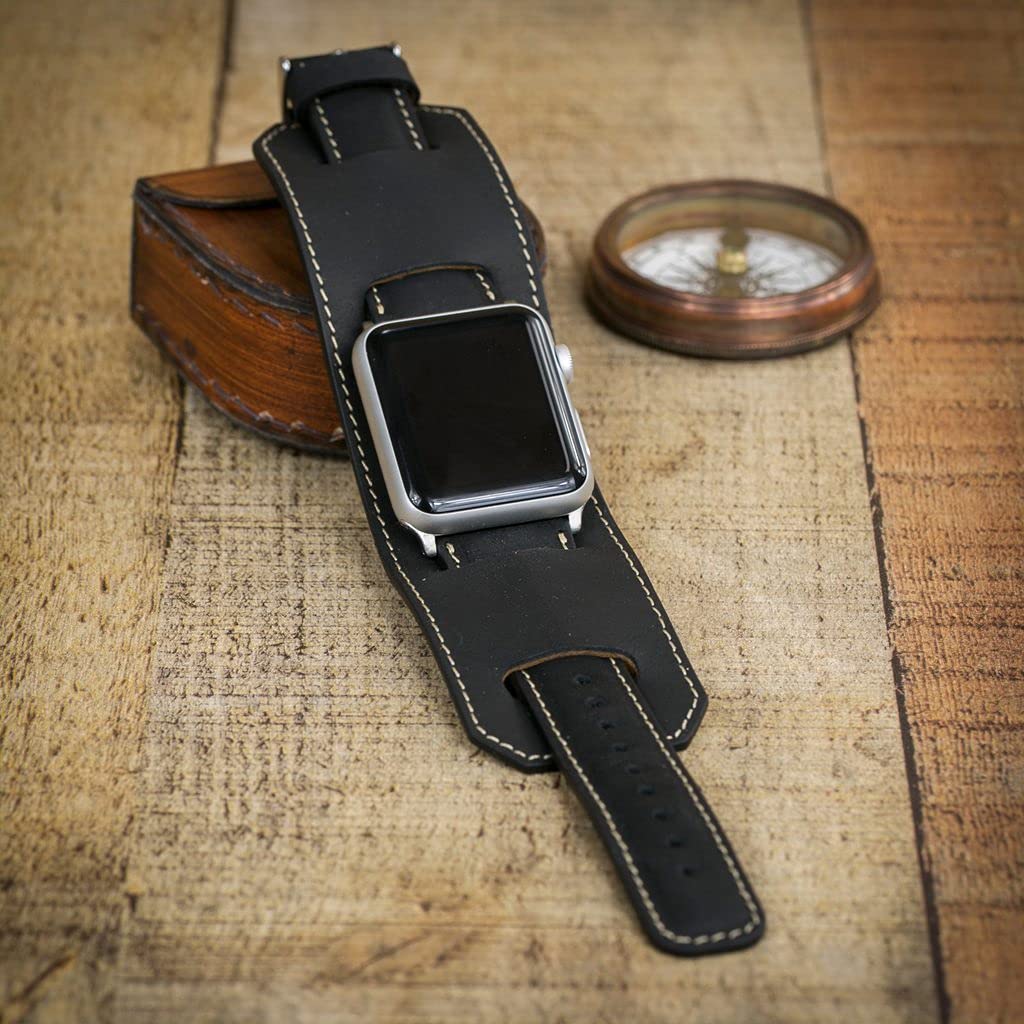 Cuff Watch Band Compatible with Apple 41mm for men & women, Handmade Genuine Leather, Compatible with iWatch Series 7 6 5 4 3 2 1 SE, Wrist Bracelet