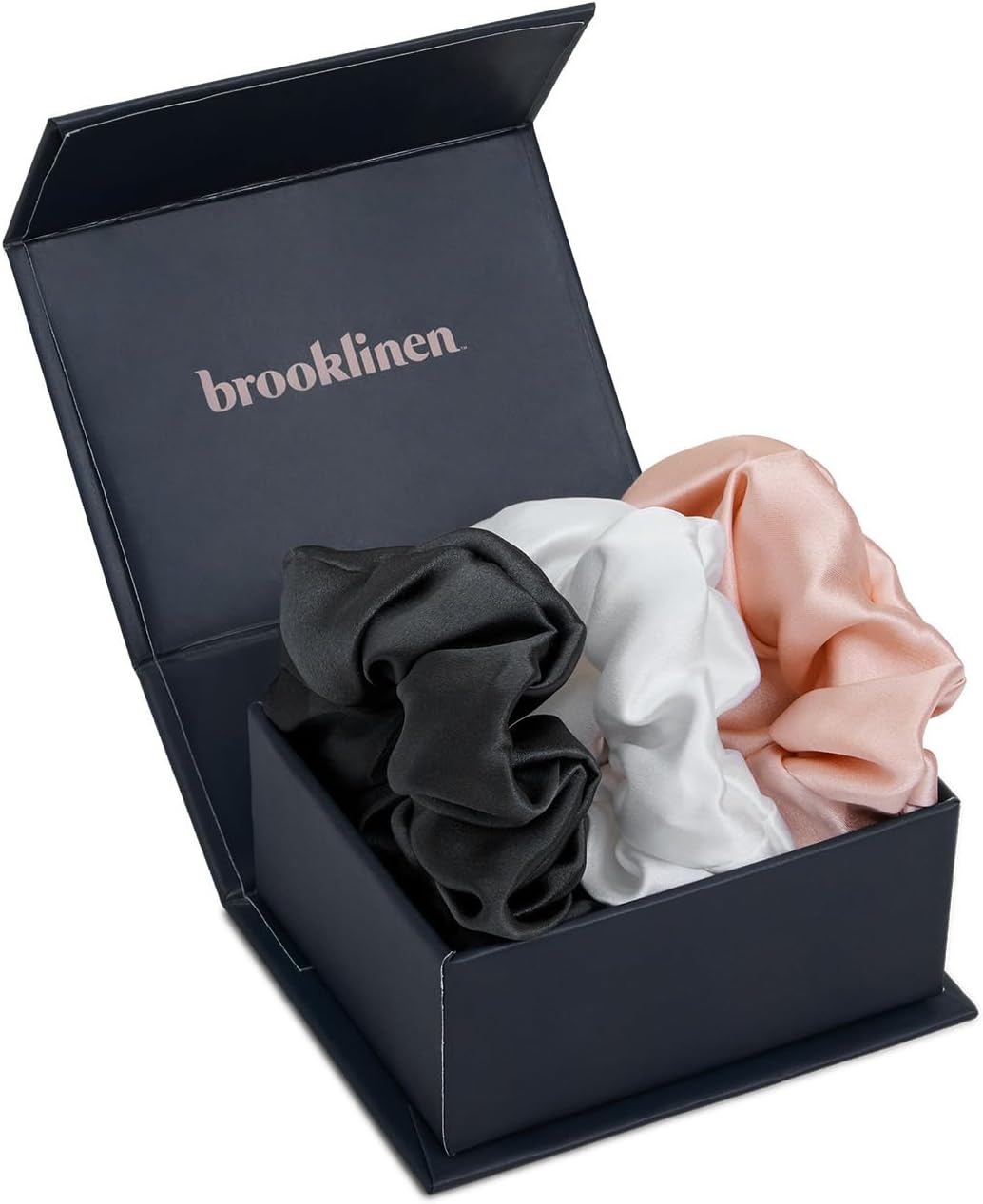 Brooklinen Juego de 100% seda de morera, 1 funda de almohada de tamaño estándar, 1 máscara de ojos y 3 coleteros de seda, rosa rubor  Beneficios