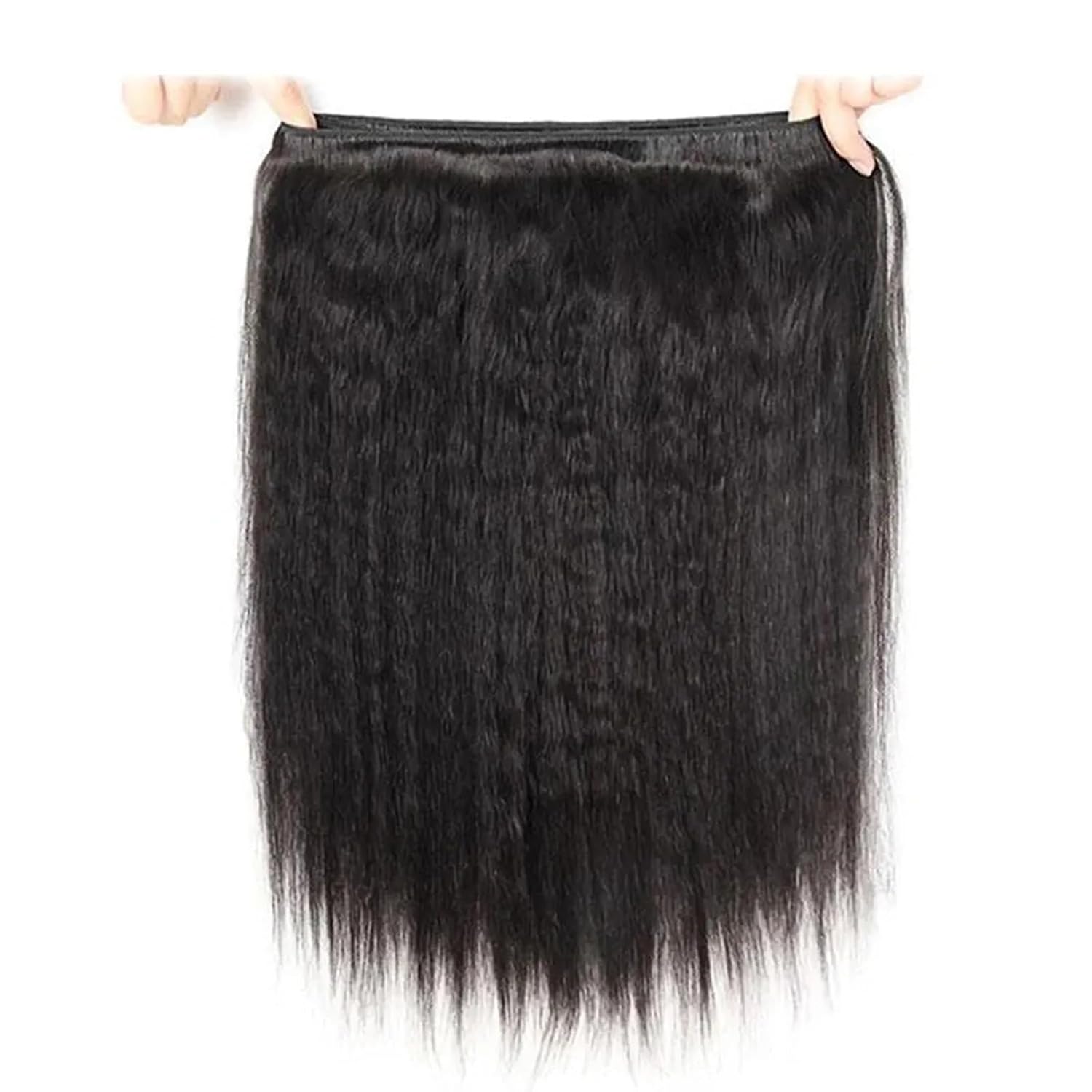 Viyaviya Extensiones de cabello humano Remy rizado lacio, color natural, 100% sin procesar, 16 pulgadas, virgen, brasileño, doble trama, para
