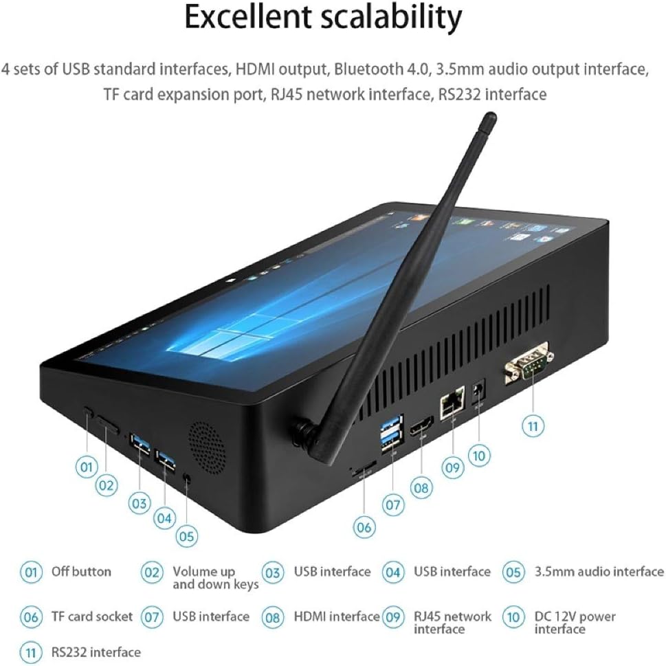 Tablet PC, PiPo X10s Todo-en-Uno Mini PC 10.1 pulgadas 6GB+64GB Windows 10 IntelCeleron J4105 Quad Core Tablet PC, Soporte WiFi BT TF Tarjeta RJ45