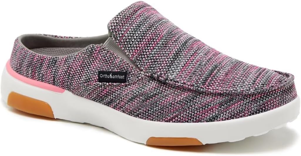 OrthoComfoot Zapatos ortopédicos de lona para mujer, cómodas pantuflas con soporte de arco para fascitis plantar, mocasines ortopédicos casuales