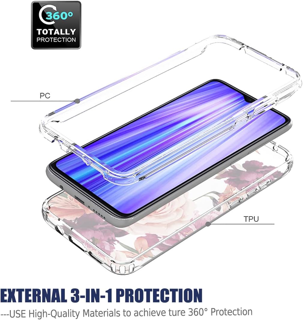 Funda para Galaxy S9, Samsung S9 SM-G960U con protector de pantalla de vidrio templado, cuerpo completo, lindo diseño floral, a prueba de golpes,