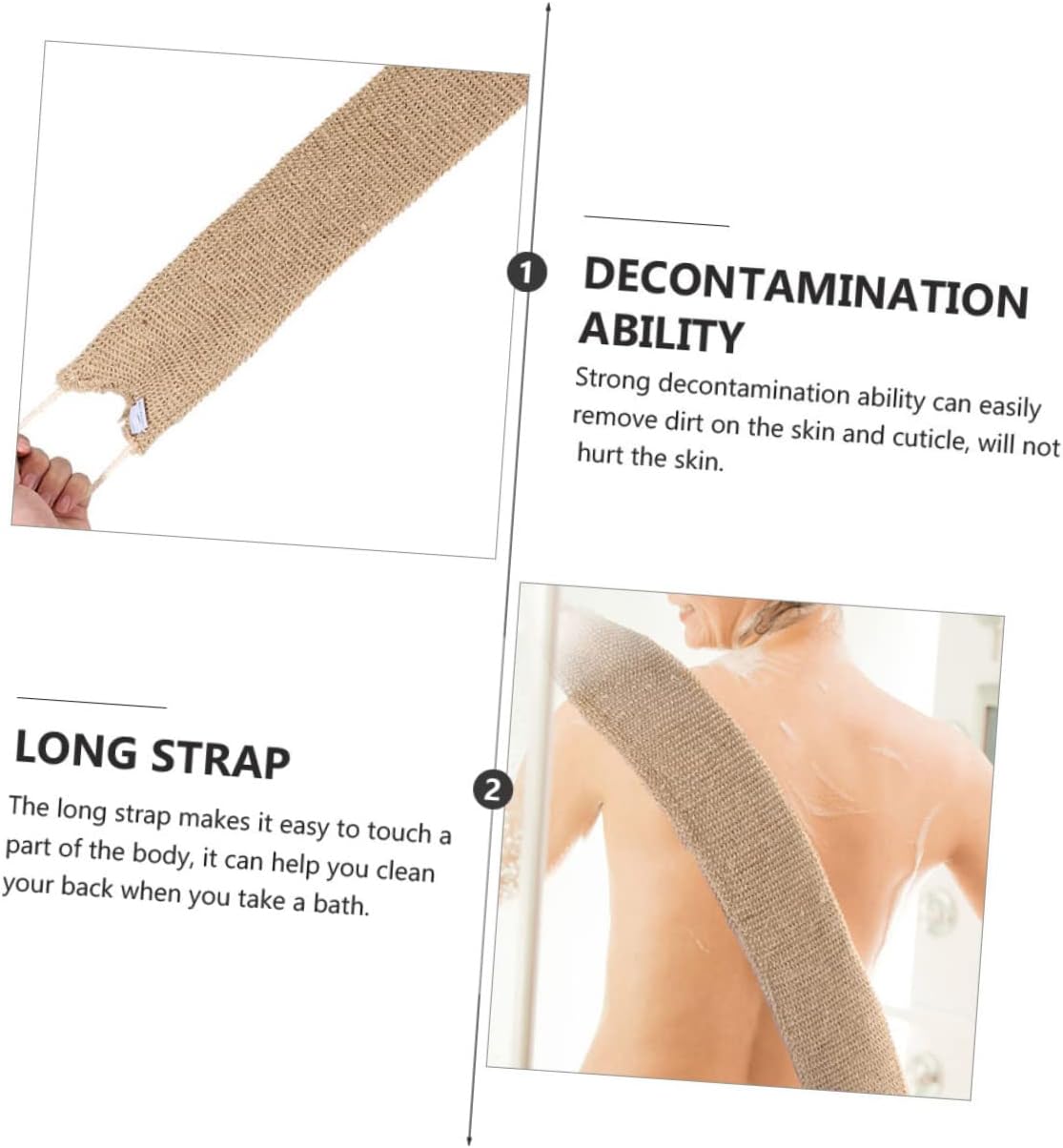 Beavorty Esponja de limpieza de barra de baño Esponja corporal Esponja de baño para cuerpo Mango extra largo Cepillo de espalda de lufa Correa de