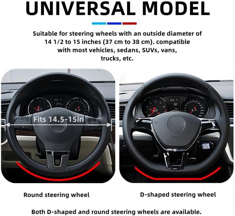 Funda de cuero suave para volante de automóvil, 15 pulgadas, elástica, antideslizante, cómoda, protector universal para volante, accesorios