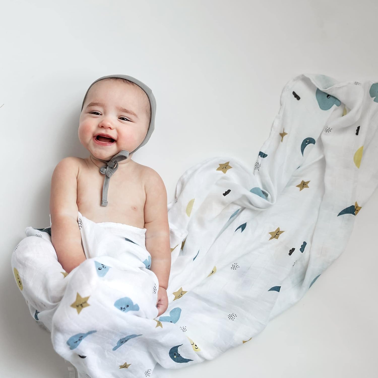 Rookie Humans Mantas envolventes de muselina de bambú súper suaves de viscosa para bebés niñas y niños  Suave como la seda  Mantas de pañales de 47